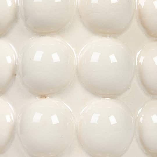 Hello Honey® White Raised Dots Stoneware Canister with Acacia Wood Lid